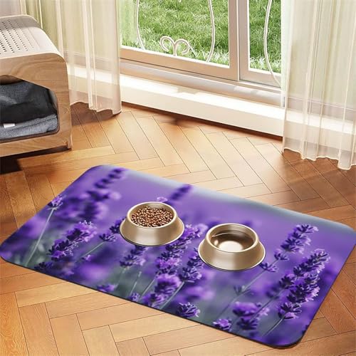 Futtermatte für Haustiere, 40 x 60 cm, saugfähige Hundematte für Futter- und Wassernapf, PU-Leder, Katzenfuttermatte, wasserdicht, schnell trocknend, keine Flecken, Violett Futtermatte für Haustiere, 40 x 60 cm, saugfähige Hundematte für Futter- und Wassernapf, PU-Leder, Katzenfuttermatte, wasserdicht, schnell trocknend, keine Flecken, Violett von FHEBNDS