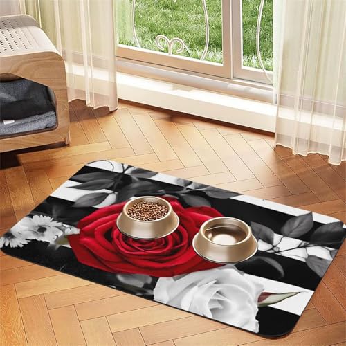 Futtermatte für Haustiere, 40 x 60 cm, saugfähige Hundematte für Futter- und Wassernapf, PU-Leder, Katzenfuttermatte, wasserdicht, schnell trocknend, keine Flecken von FHEBNDS