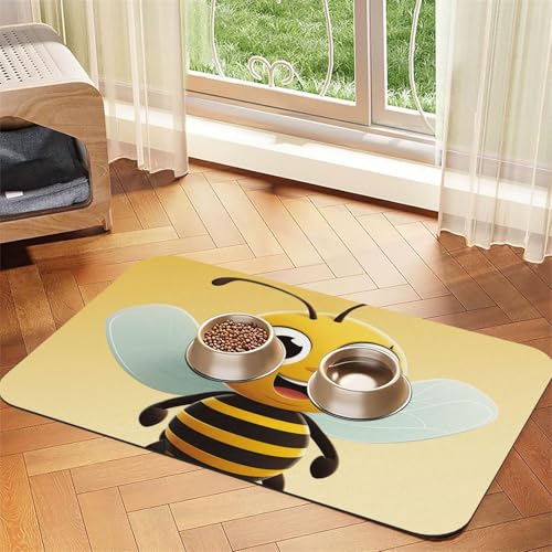 Futtermatte für Haustiere, Cartoon-Biene, 40 x 60 cm, saugfähige Hundematte für Futter- und Wassernapf, PU-Leder, Katzenfuttermatte, wasserdicht, schnell trocknend, keine Flecken Futtermatte für Haustiere, Cartoon-Biene, 40 x 60 cm, saugfähige Hundematte für Futter- und Wassernapf, PU-Leder, Katzenfuttermatte, wasserdicht, schnell trocknend, keine Flecken von FHEBNDS