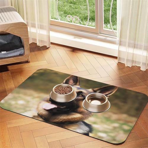 Futtermatte für Haustiere, Deutscher Schäferhund, saugfähige Hundematte für Futter- und Wassernapf, PU-Leder, Katzenfuttermatte, wasserdicht, schnell trocknend, keine Flecken Futtermatte für Haustiere, Deutscher Schäferhund, saugfähige Hundematte für Futter- und Wassernapf, PU-Leder, Katzenfuttermatte, wasserdicht, schnell trocknend, keine Flecken von FHEBNDS