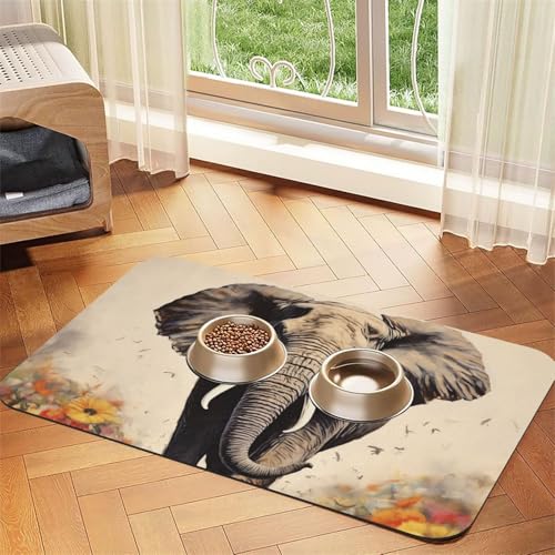 Futtermatte für Haustiere, Elefantenmalerei, 40 x 60 cm, saugfähige Hundematte für Futter und Wassernapf, PU-Leder, Katzenfuttermatte, wasserdicht, schnell trocknend, Haustier-Tischsets, keine Flecken Futtermatte für Haustiere, Elefantenmalerei, 40 x 60 cm, saugfähige Hundematte für Futter und Wassernapf, PU-Leder, Katzenfuttermatte, wasserdicht, schnell trocknend, Haustier-Tischsets, keine Flecken von FHEBNDS