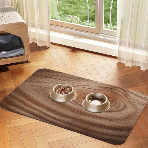 Futtermatte für Haustiere, Holzmaserung, 30 x 45 cm, saugfähige Hundematte für Futter und Wassernapf, PU-Leder, Katzenfuttermatte, wasserdicht, schnell trocknend, Haustier-Tischsets, keine Flecken Futtermatte für Haustiere, Holzmaserung, 30 x 45 cm, saugfähige Hundematte für Futter und Wassernapf, PU-Leder, Katzenfuttermatte, wasserdicht, schnell trocknend, Haustier-Tischsets, keine Flecken von FHEBNDS