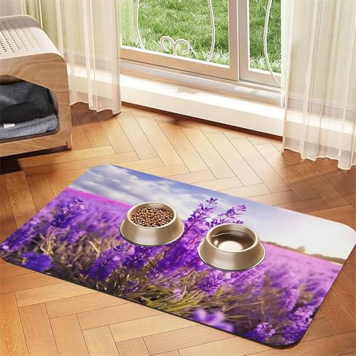 Futtermatte für Haustiere, Lavendelblüte, 40 x 60 cm, saugfähige Hundematte für Futter und Wassernapf, PU-Leder, Katzenfuttermatte, wasserdicht, schnell trocknend, Haustier-Tischsets, keine Flecken Futtermatte für Haustiere, Lavendelblüte, 40 x 60 cm, saugfähige Hundematte für Futter und Wassernapf, PU-Leder, Katzenfuttermatte, wasserdicht, schnell trocknend, Haustier-Tischsets, keine Flecken von FHEBNDS