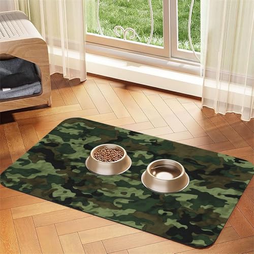 Futtermatte für Haustiere, Militär-Design, 30 x 45 cm, saugfähige Hundematte für Futter- und Wassernapf, PU-Leder, Katzenfuttermatte, wasserdicht, schnell trocknend, keine Flecken, Grün Futtermatte für Haustiere, Militär-Design, 30 x 45 cm, saugfähige Hundematte für Futter- und Wassernapf, PU-Leder, Katzenfuttermatte, wasserdicht, schnell trocknend, keine Flecken, Grün von FHEBNDS