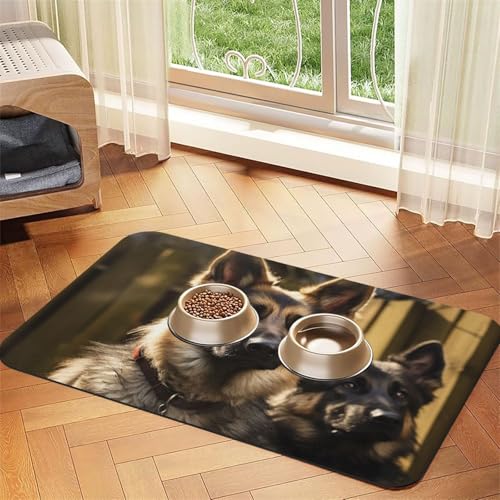 Futtermatte für Haustiere, Motiv: Deutscher Schäferhund, saugfähige Hundematte für Futter- und Wassernapf, PU-Leder, Katzenfuttermatte, wasserdicht, schnell trocknend, keine Flecken Futtermatte für Haustiere, Motiv: Deutscher Schäferhund, saugfähige Hundematte für Futter- und Wassernapf, PU-Leder, Katzenfuttermatte, wasserdicht, schnell trocknend, keine Flecken von FHEBNDS
