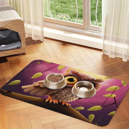 Futtermatte für Haustiere, Motiv: Eule, 40 x 60 cm, saugfähige Hundematte für Futter und Wassernapf, PU-Leder, Katzenfuttermatte, wasserdicht, schnell trocknend, Haustier-Tischsets, keine Flecken Futtermatte für Haustiere, Motiv: Eule, 40 x 60 cm, saugfähige Hundematte für Futter und Wassernapf, PU-Leder, Katzenfuttermatte, wasserdicht, schnell trocknend, Haustier-Tischsets, keine Flecken von FHEBNDS