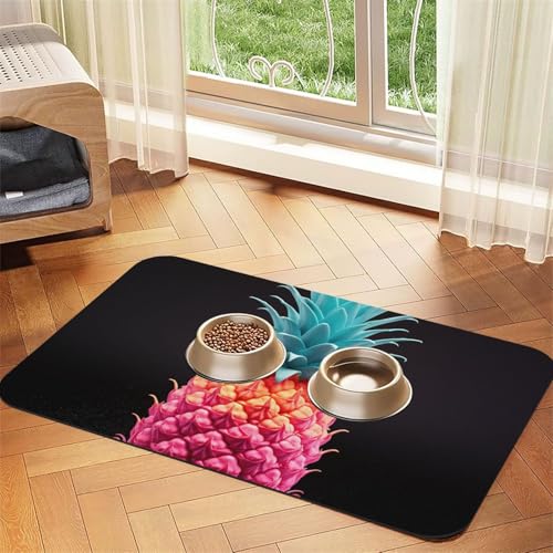 Futtermatte für Haustiere, Motiv: farbige Ananas, 40 x 60 cm, saugfähige Hundematte für Futter- und Wassernapf, PU-Leder, Katzenfuttermatte, wasserdicht, schnell trocknend, keine Flecken Futtermatte für Haustiere, Motiv: farbige Ananas, 40 x 60 cm, saugfähige Hundematte für Futter- und Wassernapf, PU-Leder, Katzenfuttermatte, wasserdicht, schnell trocknend, keine Flecken von FHEBNDS
