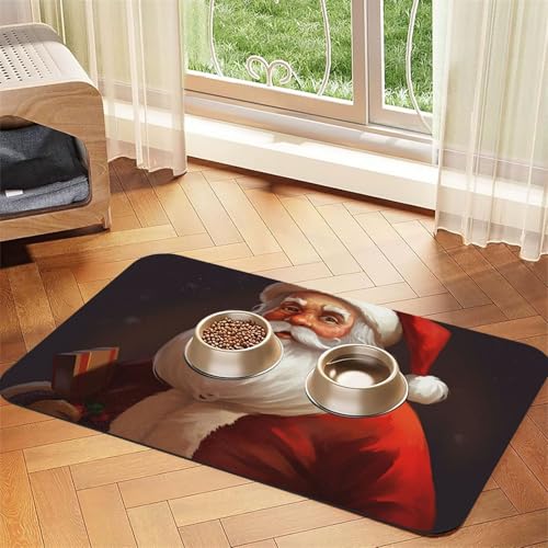 Futtermatte für Haustiere, Weihnachtsmann, 40 x 60 cm, saugfähige Hundematte für Futter und Wassernapf, PU-Leder, Katzenfuttermatte, wasserdicht, schnell trocknend, Haustier-Tischsets, keine Flecken Futtermatte für Haustiere, Weihnachtsmann, 40 x 60 cm, saugfähige Hundematte für Futter und Wassernapf, PU-Leder, Katzenfuttermatte, wasserdicht, schnell trocknend, Haustier-Tischsets, keine Flecken von FHEBNDS