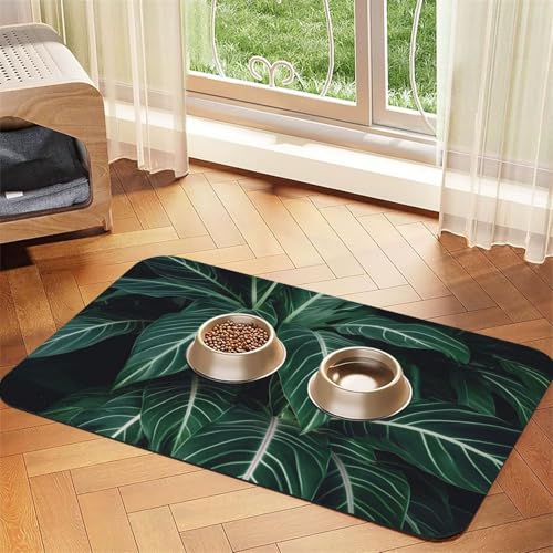 Futtermatte für Haustiere, lange Blätter, 40 x 60 cm, saugfähige Hundematte für Futter und Wassernapf, PU-Leder, Katzenfuttermatte, wasserdicht, schnell trocknend, keine Flecken Futtermatte für Haustiere, lange Blätter, 40 x 60 cm, saugfähige Hundematte für Futter und Wassernapf, PU-Leder, Katzenfuttermatte, wasserdicht, schnell trocknend, keine Flecken von FHEBNDS