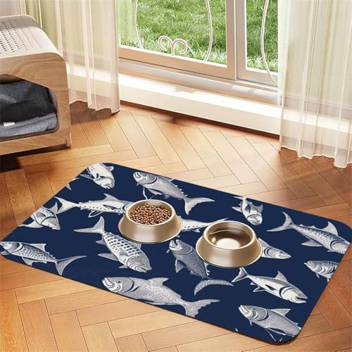 Futtermatte für Haustiere, verschiedene Meeresfischmuster, 40 x 60 cm, saugfähige Hundematte für Futter- und Wassernapf, PU-Leder, Katzenfuttermatte, wasserdicht, schnell trocknend, keine Flecken Futtermatte für Haustiere, verschiedene Meeresfischmuster, 40 x 60 cm, saugfähige Hundematte für Futter- und Wassernapf, PU-Leder, Katzenfuttermatte, wasserdicht, schnell trocknend, keine Flecken von FHEBNDS