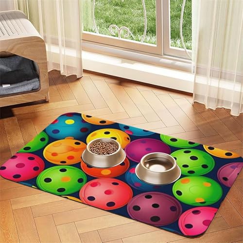 Futtermatte für Haustiere mit Bällen, 40 x 60 cm, saugfähige Hundematte für Futter und Wassernapf, PU-Leder, Katzenfuttermatte, wasserdicht, schnell trocknend, keine Flecken Futtermatte für Haustiere mit Bällen, 40 x 60 cm, saugfähige Hundematte für Futter und Wassernapf, PU-Leder, Katzenfuttermatte, wasserdicht, schnell trocknend, keine Flecken von FHEBNDS