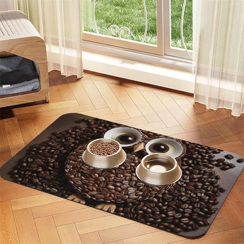 Futtermatte für Haustiere mit Kaffeebohnenmotiv, 40 x 60 cm, saugfähige Hundematte für Futter und Wassernapf, PU-Leder, Katzenfuttermatte, wasserdicht, schnell trocknend, keine Flecken Futtermatte für Haustiere mit Kaffeebohnenmotiv, 40 x 60 cm, saugfähige Hundematte für Futter und Wassernapf, PU-Leder, Katzenfuttermatte, wasserdicht, schnell trocknend, keine Flecken von FHEBNDS