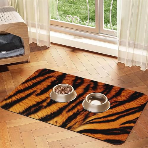 Futtermatte für Haustiere mit Tiger-Streifenmuster, 30 x 45 cm, saugfähige Hundematte für Futter- und Wassernapf, PU-Leder, Katzenfuttermatte, wasserdicht, schnell trocknend, keine Flecken Futtermatte für Haustiere mit Tiger-Streifenmuster, 30 x 45 cm, saugfähige Hundematte für Futter- und Wassernapf, PU-Leder, Katzenfuttermatte, wasserdicht, schnell trocknend, keine Flecken von FHEBNDS