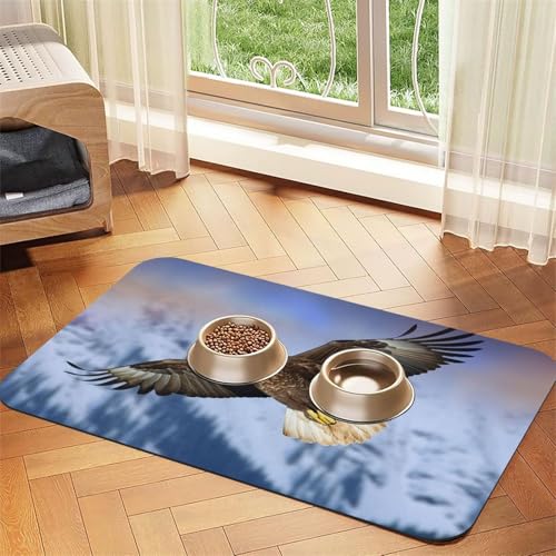 Futtermatte für Haustiere mit Weißkopfseeadler, 40 x 60 cm, saugfähige Hundematte für Futter und Wassernapf, PU-Leder, Katzenfuttermatte, wasserdicht, schnell trocknend, Haustier-Tischsets, keine Futtermatte für Haustiere mit Weißkopfseeadler, 40 x 60 cm, saugfähige Hundematte für Futter und Wassernapf, PU-Leder, Katzenfuttermatte, wasserdicht, schnell trocknend, Haustier-Tischsets, keine von FHEBNDS
