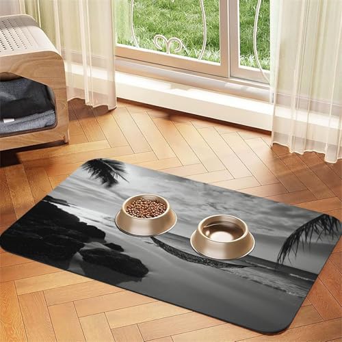 Futtermatte für den Strand, 40 x 60 cm, saugfähige Hundematte für Futter- und Wassernapf, PU-Leder, Katzenfuttermatte, wasserdicht, schnell trocknend, keine Flecken, Schwarz und Weiß Futtermatte für den Strand, 40 x 60 cm, saugfähige Hundematte für Futter- und Wassernapf, PU-Leder, Katzenfuttermatte, wasserdicht, schnell trocknend, keine Flecken, Schwarz und Weiß von FHEBNDS