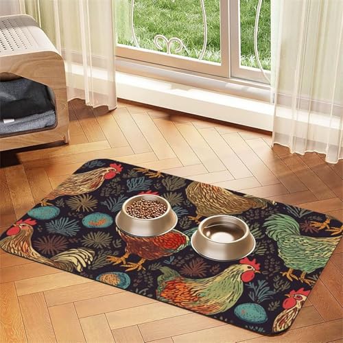 Futtermatte mit Hühner-Aufdruck, 30 x 45 cm, saugfähige Hundematte für Futter- und Wassernapf, PU-Leder, Katzenfuttermatte, wasserdicht, schnell trocknend, Haustier-Tischsets, keine Flecken Futtermatte mit Hühner-Aufdruck, 30 x 45 cm, saugfähige Hundematte für Futter- und Wassernapf, PU-Leder, Katzenfuttermatte, wasserdicht, schnell trocknend, Haustier-Tischsets, keine Flecken von FHEBNDS