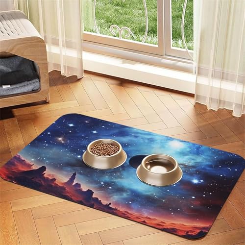 Galaxy Space Haustier-Futtermatte, 30 x 45 cm, saugfähige Hundematte für Futter und Wassernapf, PU-Leder, Katzenfuttermatte, wasserdicht, schnell trocknend, Haustier-Tischsets, keine Flecken Galaxy Space Haustier-Futtermatte, 30 x 45 cm, saugfähige Hundematte für Futter und Wassernapf, PU-Leder, Katzenfuttermatte, wasserdicht, schnell trocknend, Haustier-Tischsets, keine Flecken von FHEBNDS