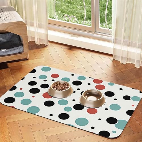 Gepunktete Futtermatte für Haustiere, 40 x 60 cm, saugfähige Hundematte für Futter und Wassernapf, PU-Leder, Katzenfuttermatte, wasserdicht, schnell trocknend, Haustier-Tischsets, keine Flecken von FHEBNDS