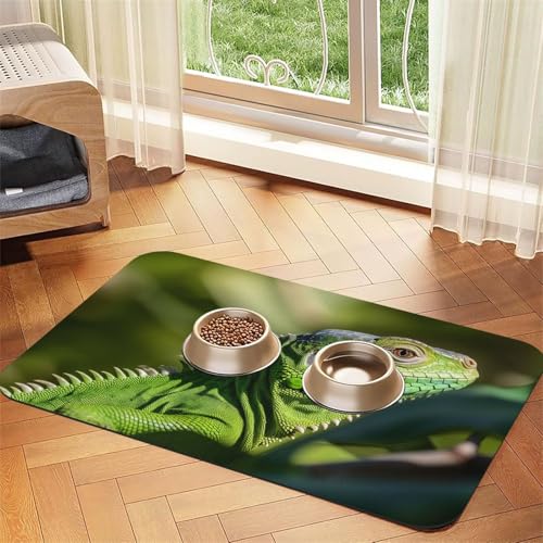 Green Lizard Haustier-Futtermatte, 40 x 60 cm, saugfähige Hundematte für Futter und Wassernapf, PU-Leder, Katzenfuttermatte, wasserdicht, schnell trocknend, Haustier-Platzsets, keine Flecken Green Lizard Haustier-Futtermatte, 40 x 60 cm, saugfähige Hundematte für Futter und Wassernapf, PU-Leder, Katzenfuttermatte, wasserdicht, schnell trocknend, Haustier-Platzsets, keine Flecken von FHEBNDS