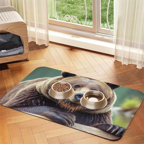 Grizzly Bear Haustier-Füttermatte, 40 x 60 cm, saugfähige Hundematte für Futter- und Wassernapf, PU-Leder, Katzenfuttermatte, wasserdicht, schnell trocknend, Haustier-Tischsets, keine Flecken Grizzly Bear Haustier-Füttermatte, 40 x 60 cm, saugfähige Hundematte für Futter- und Wassernapf, PU-Leder, Katzenfuttermatte, wasserdicht, schnell trocknend, Haustier-Tischsets, keine Flecken von FHEBNDS