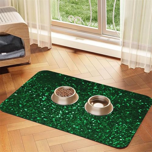 Grüne Pailletten-Füttermatte, 40 x 60 cm, saugfähige Hundematte für Futter und Wassernapf, PU-Leder, Katzenfuttermatte, wasserdicht, schnell trocknend, Haustier-Platzsets, keine Flecken Grüne Pailletten-Füttermatte, 40 x 60 cm, saugfähige Hundematte für Futter und Wassernapf, PU-Leder, Katzenfuttermatte, wasserdicht, schnell trocknend, Haustier-Platzsets, keine Flecken von FHEBNDS