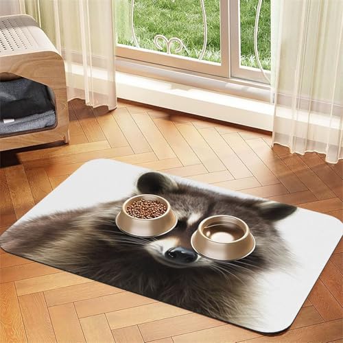 Hairy Raccoon Haustier-Futtermatte, 40 x 60 cm, saugfähige Hundematte für Futter und Wassernapf, PU-Leder, Katzenfuttermatte, wasserdicht, schnell trocknend, Haustier-Platzsets, keine Flecken Hairy Raccoon Haustier-Futtermatte, 40 x 60 cm, saugfähige Hundematte für Futter und Wassernapf, PU-Leder, Katzenfuttermatte, wasserdicht, schnell trocknend, Haustier-Platzsets, keine Flecken von FHEBNDS