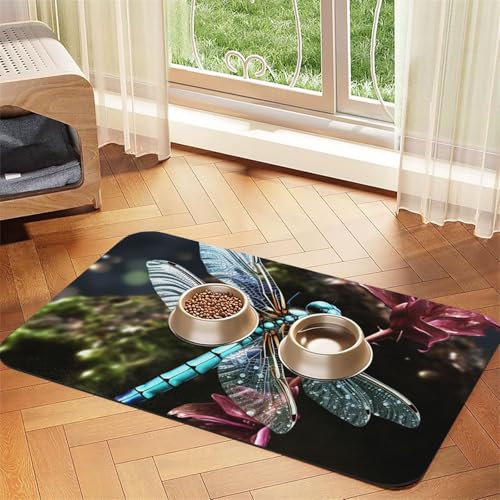 Haustier-Futtermatte, blaue Libellen, 40 x 60 cm, saugfähige Hundematte für Futter und Wassernapf, PU-Leder, Katzenfuttermatte, wasserdicht, schnell trocknend, Haustier-Platzsets, keine Flecken Haustier-Futtermatte, blaue Libellen, 40 x 60 cm, saugfähige Hundematte für Futter und Wassernapf, PU-Leder, Katzenfuttermatte, wasserdicht, schnell trocknend, Haustier-Platzsets, keine Flecken von FHEBNDS