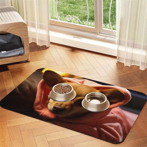 Haustier-Futtermatte für Chihuahua, 40 x 60 cm, saugfähige Hundematte für Futter und Wassernapf, PU-Leder, Katzenfuttermatte, wasserdicht, schnell trocknend, Haustier-Tischsets, keine Flecken Haustier-Futtermatte für Chihuahua, 40 x 60 cm, saugfähige Hundematte für Futter und Wassernapf, PU-Leder, Katzenfuttermatte, wasserdicht, schnell trocknend, Haustier-Tischsets, keine Flecken von FHEBNDS