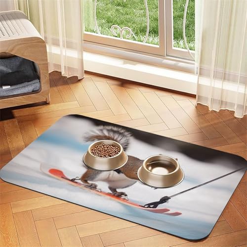 Haustier-Futtermatte für Skifahren, Eichhörnchen, 30 x 45 cm, saugfähige Hundematte für Futter und Wassernapf, PU-Leder, Katzenfuttermatte, wasserdicht, schnell trocknend, Haustier-Tischsets, keine Haustier-Futtermatte für Skifahren, Eichhörnchen, 30 x 45 cm, saugfähige Hundematte für Futter und Wassernapf, PU-Leder, Katzenfuttermatte, wasserdicht, schnell trocknend, Haustier-Tischsets, keine von FHEBNDS