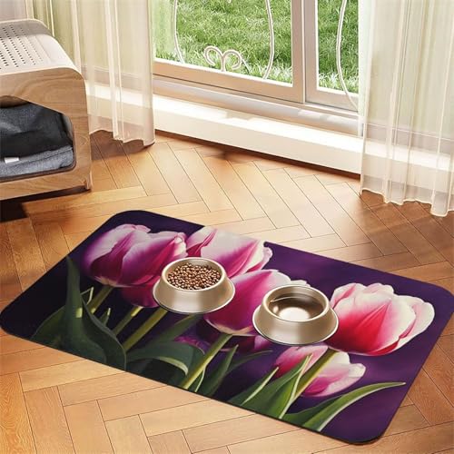 Haustier-Futtermatte mit Blumen, 40 x 60 cm, saugfähige Hundematte für Futter- und Wassernapf, PU-Leder, Katzenfuttermatte, wasserdicht, schnell trocknend, Haustier-Tischsets, keine Flecken Haustier-Futtermatte mit Blumen, 40 x 60 cm, saugfähige Hundematte für Futter- und Wassernapf, PU-Leder, Katzenfuttermatte, wasserdicht, schnell trocknend, Haustier-Tischsets, keine Flecken von FHEBNDS