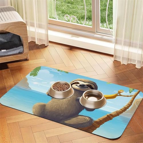 Haustier-Futtermatte mit Faultier am Strand, 40 x 60 cm, saugfähige Hundematte für Futter und Wassernapf, PU-Leder, Katzenfuttermatte, wasserdicht, schnell trocknend, Haustier-Platzsets, keine Flecken Haustier-Futtermatte mit Faultier am Strand, 40 x 60 cm, saugfähige Hundematte für Futter und Wassernapf, PU-Leder, Katzenfuttermatte, wasserdicht, schnell trocknend, Haustier-Platzsets, keine Flecken von FHEBNDS