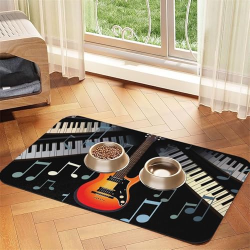Haustier-Futtermatte mit Gitarren-Klaviermuster, 40 x 60 cm, saugfähige Hundematte für Futter und Wassernapf, PU-Leder, Katzenfuttermatte, wasserdicht, schnell trocknend, Haustier-Tischsets, keine Haustier-Futtermatte mit Gitarren-Klaviermuster, 40 x 60 cm, saugfähige Hundematte für Futter und Wassernapf, PU-Leder, Katzenfuttermatte, wasserdicht, schnell trocknend, Haustier-Tischsets, keine von FHEBNDS