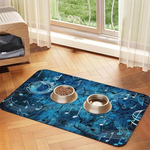 Haustier-Futtermatte mit Musiknoten, 30 x 45 cm, saugfähige Hundematte für Futter- und Wassernapf, PU-Leder, Katzenfuttermatte, wasserdicht, schnell trocknend, keine Flecken Haustier-Futtermatte mit Musiknoten, 30 x 45 cm, saugfähige Hundematte für Futter- und Wassernapf, PU-Leder, Katzenfuttermatte, wasserdicht, schnell trocknend, keine Flecken von FHEBNDS