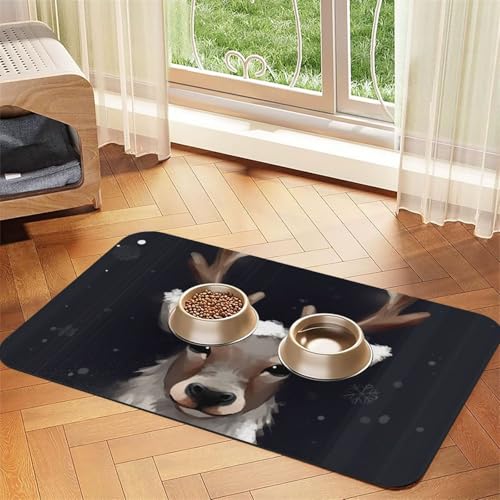 Haustier-Futtermatte mit Rentier-Motiv, 40 x 60 cm, saugfähige Hundematte für Futter und Wassernapf, PU-Leder, Katzenfuttermatte, wasserdicht, schnell trocknend, Haustier-Tischsets, keine Flecken Haustier-Futtermatte mit Rentier-Motiv, 40 x 60 cm, saugfähige Hundematte für Futter und Wassernapf, PU-Leder, Katzenfuttermatte, wasserdicht, schnell trocknend, Haustier-Tischsets, keine Flecken von FHEBNDS