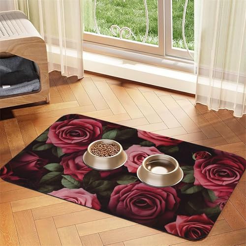 Haustier-Futtermatte mit Rosen-Hintergrund, 40 x 60 cm, saugfähige Hundematte für Futter- und Wassernapf, PU-Leder, Katzenfuttermatte, wasserdicht, schnell trocknend, Haustier-Platzsets, keine Flecken Haustier-Futtermatte mit Rosen-Hintergrund, 40 x 60 cm, saugfähige Hundematte für Futter- und Wassernapf, PU-Leder, Katzenfuttermatte, wasserdicht, schnell trocknend, Haustier-Platzsets, keine Flecken von FHEBNDS