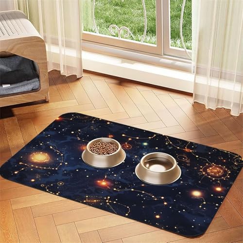 Haustier-Futtermatte mit Sternbild, 30 x 45 cm, saugfähige Hundematte für Futter- und Wassernapf, PU-Leder, Katzenfuttermatte, wasserdicht, schnell trocknend, keine Flecken Haustier-Futtermatte mit Sternbild, 30 x 45 cm, saugfähige Hundematte für Futter- und Wassernapf, PU-Leder, Katzenfuttermatte, wasserdicht, schnell trocknend, keine Flecken von FHEBNDS
