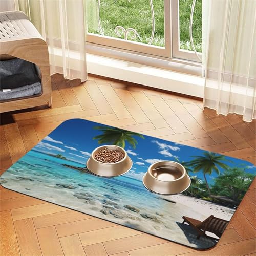 Haustier-Futtermatte mit Strandpalme, 30 x 45 cm, saugfähige Hundematte für Futter und Wassernapf, PU-Leder, Katzenfuttermatte, wasserdicht, schnell trocknend, Haustier-Tischsets, keine Flecken Haustier-Futtermatte mit Strandpalme, 30 x 45 cm, saugfähige Hundematte für Futter und Wassernapf, PU-Leder, Katzenfuttermatte, wasserdicht, schnell trocknend, Haustier-Tischsets, keine Flecken von FHEBNDS