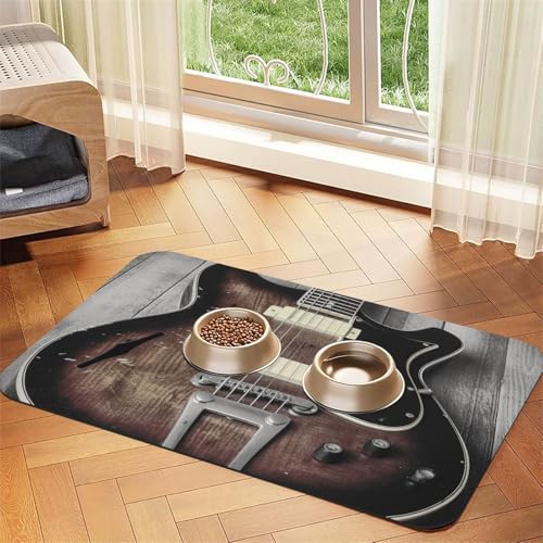 Haustier-Futtermatte mit Vintage-Gitarre, 40 x 60 cm, saugfähige Hundematte für Futter und Wassernapf, PU-Leder, Katzenfuttermatte, wasserdicht, schnell trocknend, Haustier-Tischsets, keine Flecken Haustier-Futtermatte mit Vintage-Gitarre, 40 x 60 cm, saugfähige Hundematte für Futter und Wassernapf, PU-Leder, Katzenfuttermatte, wasserdicht, schnell trocknend, Haustier-Tischsets, keine Flecken von FHEBNDS