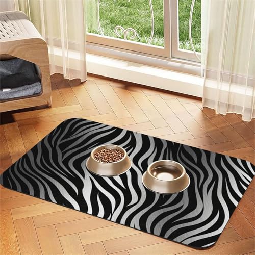 Haustier-Futtermatte mit Zebramuster, 30 x 45 cm, saugfähige Hundematte für Futter und Wassernapf, PU-Leder, Katzenfuttermatte, wasserdicht, schnell trocknend, Haustier-Tischsets, keine Flecken Haustier-Futtermatte mit Zebramuster, 30 x 45 cm, saugfähige Hundematte für Futter und Wassernapf, PU-Leder, Katzenfuttermatte, wasserdicht, schnell trocknend, Haustier-Tischsets, keine Flecken von FHEBNDS