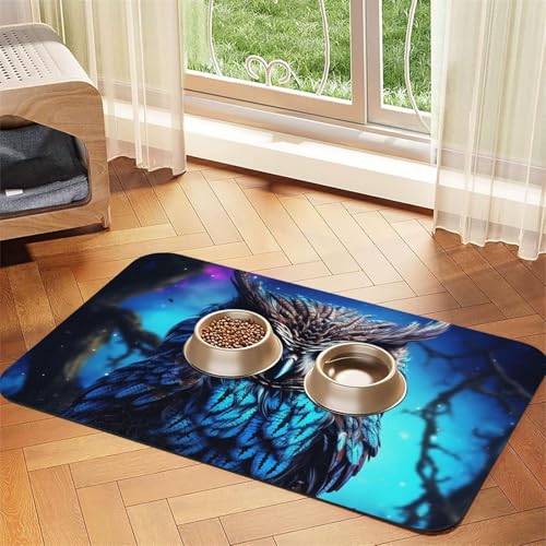 Haustier-Futtermatte mit blauer Eule, 30 x 45 cm, saugfähige Hundematte für Futter und Wassernapf, PU-Leder, Katzenfuttermatte, wasserdicht, schnell trocknend, Haustier-Tischsets, keine Flecken Haustier-Futtermatte mit blauer Eule, 30 x 45 cm, saugfähige Hundematte für Futter und Wassernapf, PU-Leder, Katzenfuttermatte, wasserdicht, schnell trocknend, Haustier-Tischsets, keine Flecken von FHEBNDS