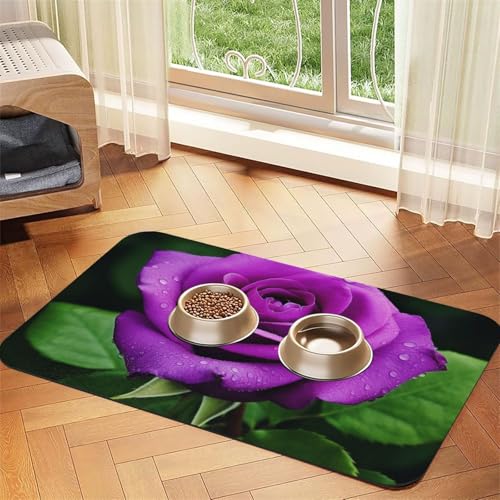 Haustier-Futtermatte mit lila Rose, 40 x 60 cm, saugfähige Hundematte für Futter und Wassernapf, PU-Leder, Katzenfuttermatte, wasserdicht, schnell trocknend, Haustier-Tischsets, keine Flecken Haustier-Futtermatte mit lila Rose, 40 x 60 cm, saugfähige Hundematte für Futter und Wassernapf, PU-Leder, Katzenfuttermatte, wasserdicht, schnell trocknend, Haustier-Tischsets, keine Flecken von FHEBNDS