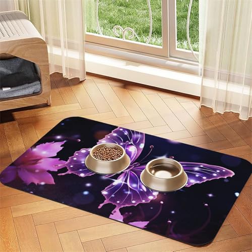 Haustier-Futtermatte mit niedlichem Schmetterling, 40 x 60 cm, saugfähige Hundematte für Futter und Wassernapf, PU-Leder, Katzenfuttermatte, wasserdicht, schnell trocknend, keine Flecken Haustier-Futtermatte mit niedlichem Schmetterling, 40 x 60 cm, saugfähige Hundematte für Futter und Wassernapf, PU-Leder, Katzenfuttermatte, wasserdicht, schnell trocknend, keine Flecken von FHEBNDS
