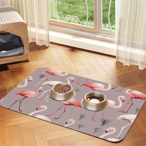 Haustier-Futtermatte mit rosa Flamingo-Muster, 40 x 60 cm, saugfähige Hundematte für Futter und Wassernapf, PU-Leder, Katzenfuttermatte, wasserdicht, schnell trocknend, Haustier-Platzsets, keine Haustier-Futtermatte mit rosa Flamingo-Muster, 40 x 60 cm, saugfähige Hundematte für Futter und Wassernapf, PU-Leder, Katzenfuttermatte, wasserdicht, schnell trocknend, Haustier-Platzsets, keine von FHEBNDS