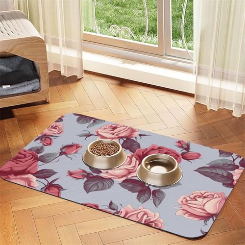 Haustier-Futtermatte mit roten Rosen, 30 x 45 cm, saugfähige Hundematte für Futter- und Wassernapf, PU-Leder, Katzenfuttermatte, wasserdicht, schnell trocknend, keine Flecken Haustier-Futtermatte mit roten Rosen, 30 x 45 cm, saugfähige Hundematte für Futter- und Wassernapf, PU-Leder, Katzenfuttermatte, wasserdicht, schnell trocknend, keine Flecken von FHEBNDS