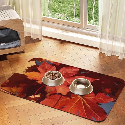 Herbst-Ahornblätter-Haustier-Futtermatte, 30 x 45 cm, saugfähige Hundematte für Futter- und Wassernapf, PU-Leder, Katzenfuttermatte, wasserdicht, schnell trocknend, Haustier-Platzsets, keine Flecken Herbst-Ahornblätter-Haustier-Futtermatte, 30 x 45 cm, saugfähige Hundematte für Futter- und Wassernapf, PU-Leder, Katzenfuttermatte, wasserdicht, schnell trocknend, Haustier-Platzsets, keine Flecken von FHEBNDS