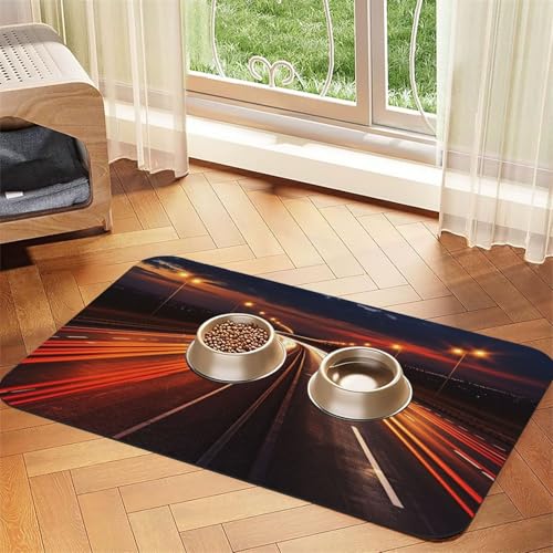 Highway Light Futtermatte für Haustiere, 40 x 60 cm, saugfähige Hundematte für Futter und Wassernapf, PU-Leder, Katzenfuttermatte, wasserdicht, schnell trocknend, Haustier-Tischsets, keine Flecken Highway Light Futtermatte für Haustiere, 40 x 60 cm, saugfähige Hundematte für Futter und Wassernapf, PU-Leder, Katzenfuttermatte, wasserdicht, schnell trocknend, Haustier-Tischsets, keine Flecken von FHEBNDS
