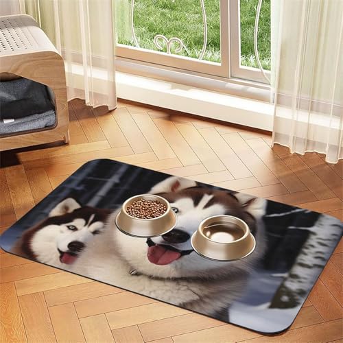 Huskies Futtermatte für Haustiere, 40 x 60 cm, saugfähige Hundematte für Futter und Wassernapf, PU-Leder, Katzenfuttermatte, wasserdicht, schnell trocknend, Haustier-Tischsets, keine Flecken Huskies Futtermatte für Haustiere, 40 x 60 cm, saugfähige Hundematte für Futter und Wassernapf, PU-Leder, Katzenfuttermatte, wasserdicht, schnell trocknend, Haustier-Tischsets, keine Flecken von FHEBNDS