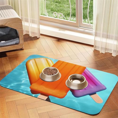 Ice Popsicles Haustier-Füttermatte, 30 x 45 cm, saugfähige Hundematte für Futter und Wassernapf, PU-Leder, Katzenfuttermatte, wasserdicht, schnell trocknend, Haustier-Platzsets, keine Flecken Ice Popsicles Haustier-Füttermatte, 30 x 45 cm, saugfähige Hundematte für Futter und Wassernapf, PU-Leder, Katzenfuttermatte, wasserdicht, schnell trocknend, Haustier-Platzsets, keine Flecken von FHEBNDS