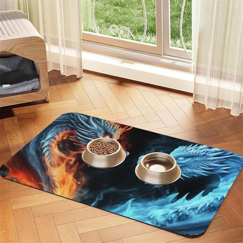 Ice and Fire Dragons Haustier-Futtermatte, 30 x 45 cm, saugfähige Hundematte für Futter- und Wassernapf, PU-Leder, Katzenfuttermatte, wasserdicht, schnell trocknend, Haustier-Platzsets, keine Flecken Ice and Fire Dragons Haustier-Futtermatte, 30 x 45 cm, saugfähige Hundematte für Futter- und Wassernapf, PU-Leder, Katzenfuttermatte, wasserdicht, schnell trocknend, Haustier-Platzsets, keine Flecken von FHEBNDS