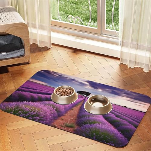Lavender Fields Haustier-Futtermatte, 30 x 45 cm, saugfähige Hundematte für Futter, PU-Leder, Katzenfuttermatte, wasserdicht, schnell trocknend, Haustier-Tischsets Lavender Fields Haustier-Futtermatte, 30 x 45 cm, saugfähige Hundematte für Futter, PU-Leder, Katzenfuttermatte, wasserdicht, schnell trocknend, Haustier-Tischsets von FHEBNDS